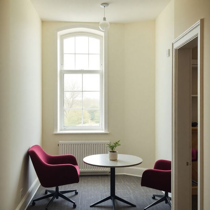 Interior of a small modern Irish tech office in Drogheda, soft daylight